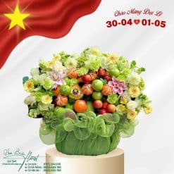 Quà tặng trái cây kết hợp hoa tươi – Hoa Biển Florist