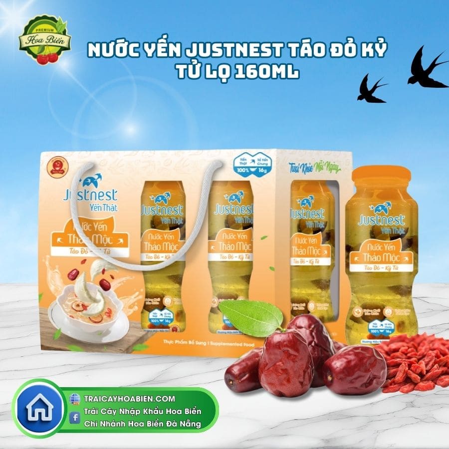 22 Nước Yến Justnest Táo Đỏ Kỷ Tử 160ml