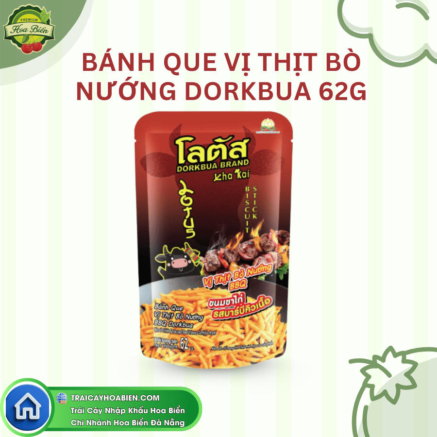 LIST BÁNH (45) BÁNH QUE VỊ THỊT BÒ NƯỚNG DORKBUA 62G