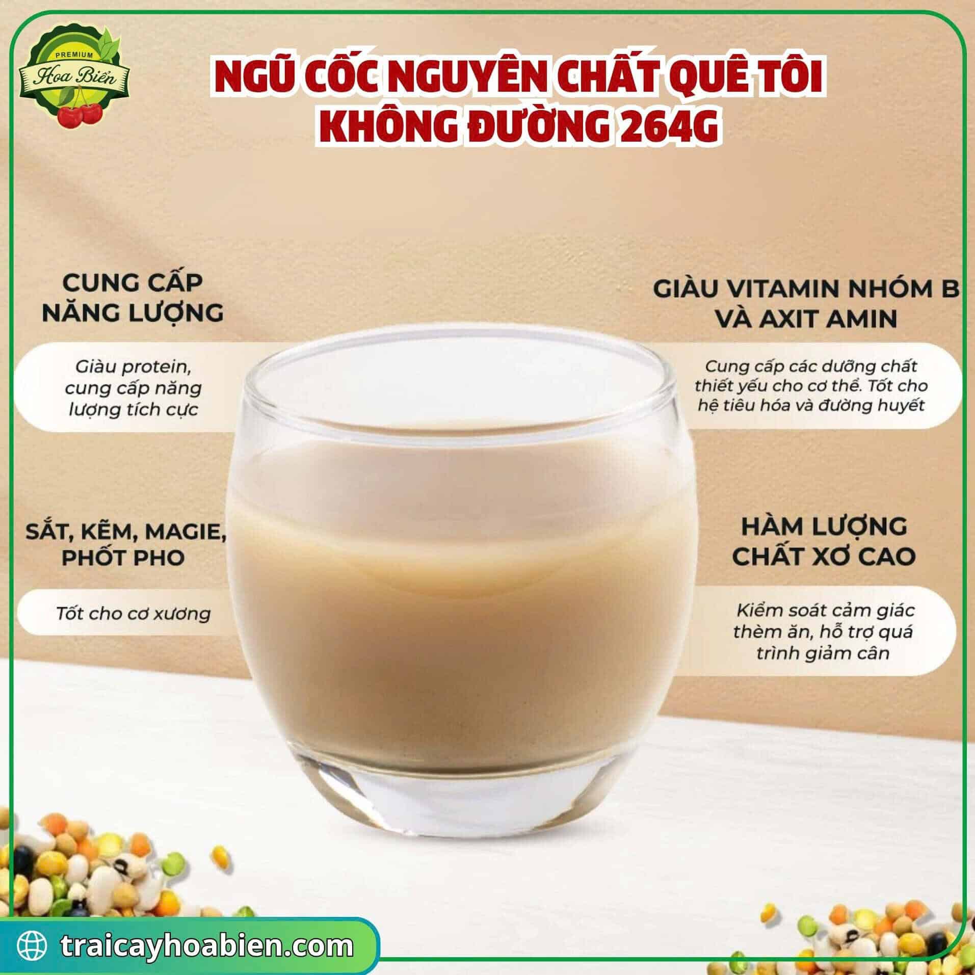 Ngũ Cốc Nguyên Chất Quê Tôi Không Đường 264g
