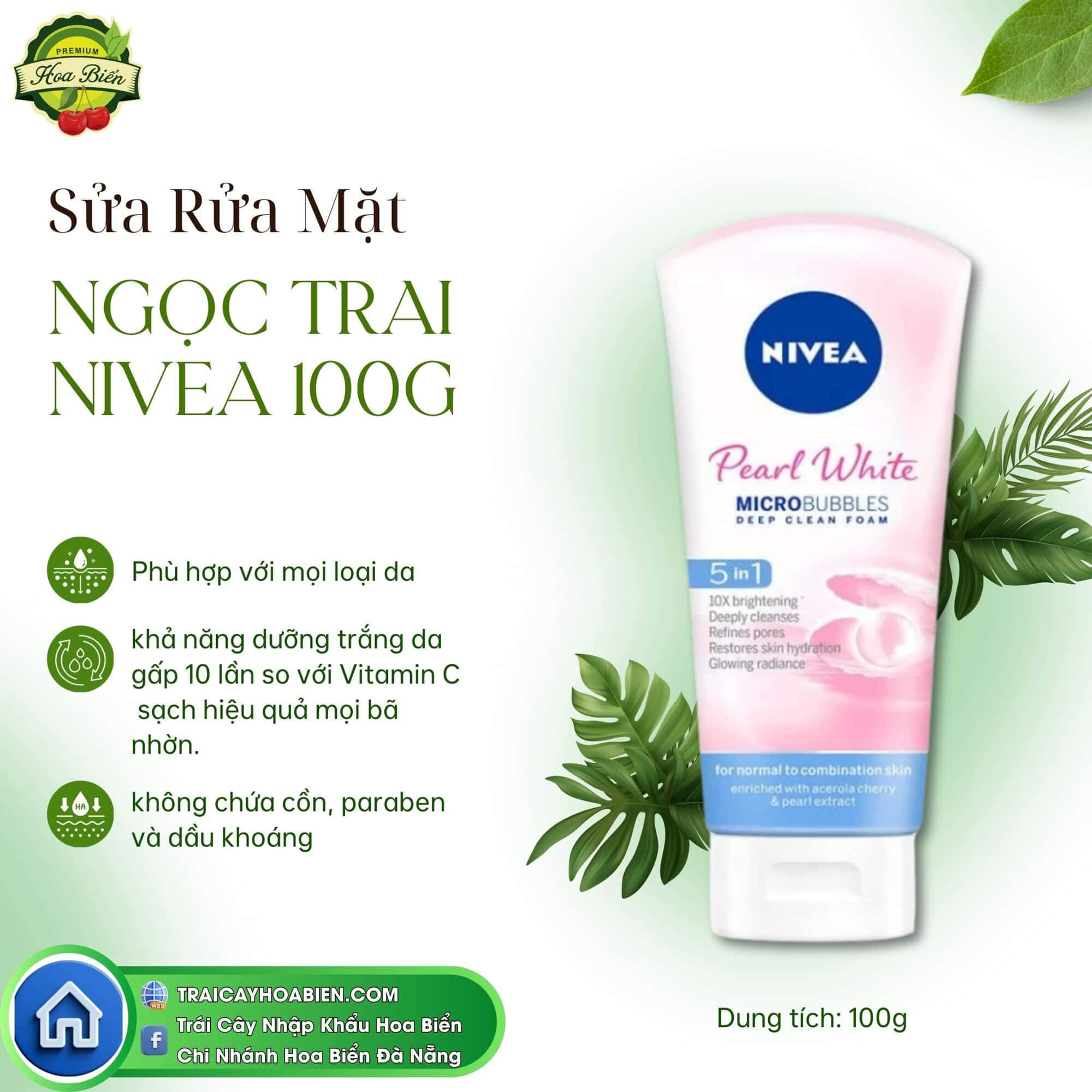 19 Sữa Rửa Mặt Sáng Da Ngọc Trai Nivea 100g