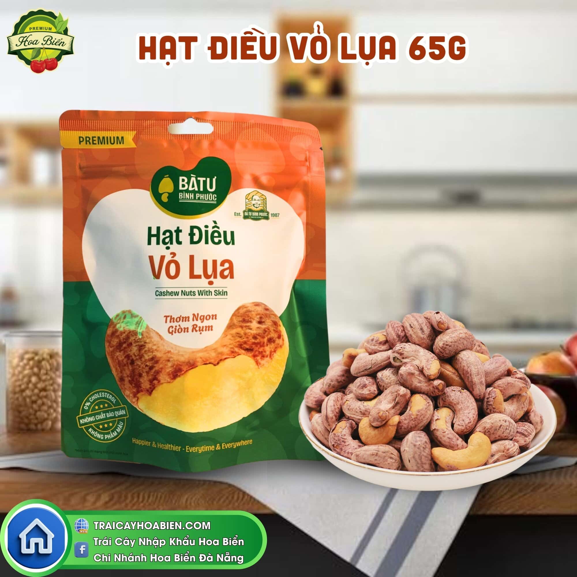 2 Hạt Điều Vỏ Lụa 65g