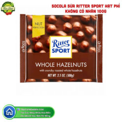 SOCOLA SỮA RITTER SPORT HẠT PHỈ KHÔNG CÓ NHÂN 100G