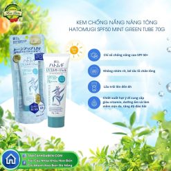 Kem chống nắng nâng tông Hatomugi SPF50 Mint Green Tube 70g