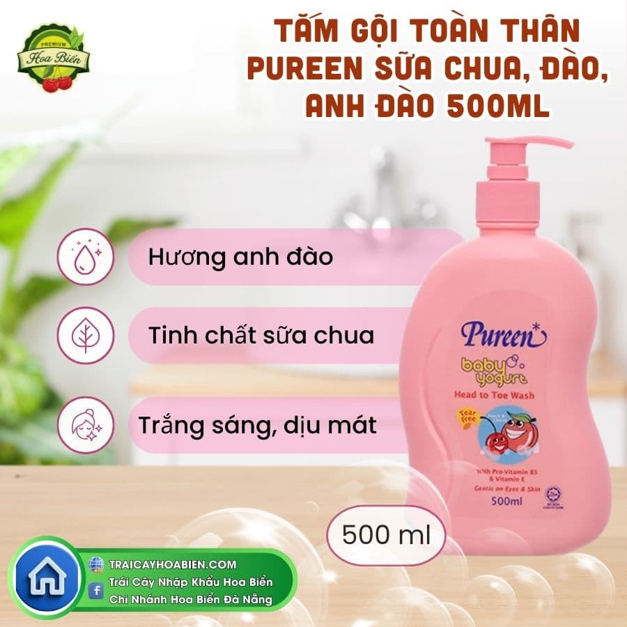 154 Tắm Gội Toàn Thân Pureen Sữa Chua, Đào, Anh Đào 500ml