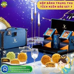 Hộp bánh trung thu Tích Niên Bảo Xanh Thủy Quân Set 7