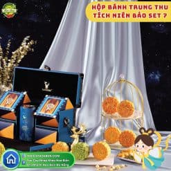 Hộp bánh trung thu Tích Niên Bảo Xanh Thủy Quân Set 7