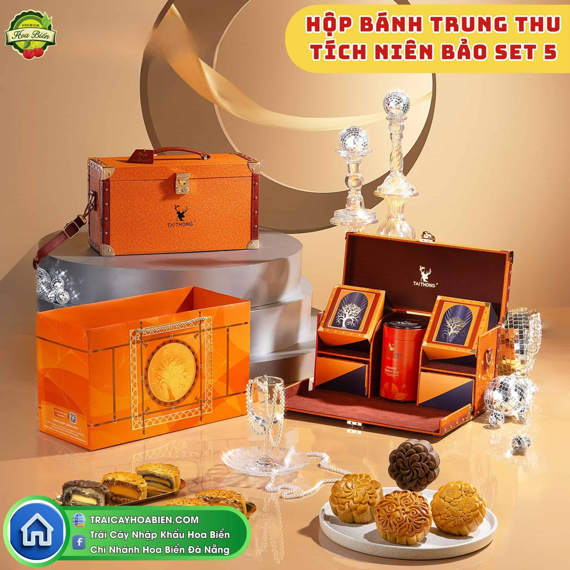 Hộp Bánh Trung Thu Tích Niên Bảo Cam Thái Dương Set 5 Hộp Bánh Trung Thu Tích Niên Bảo Cam Thái Dương Set 5