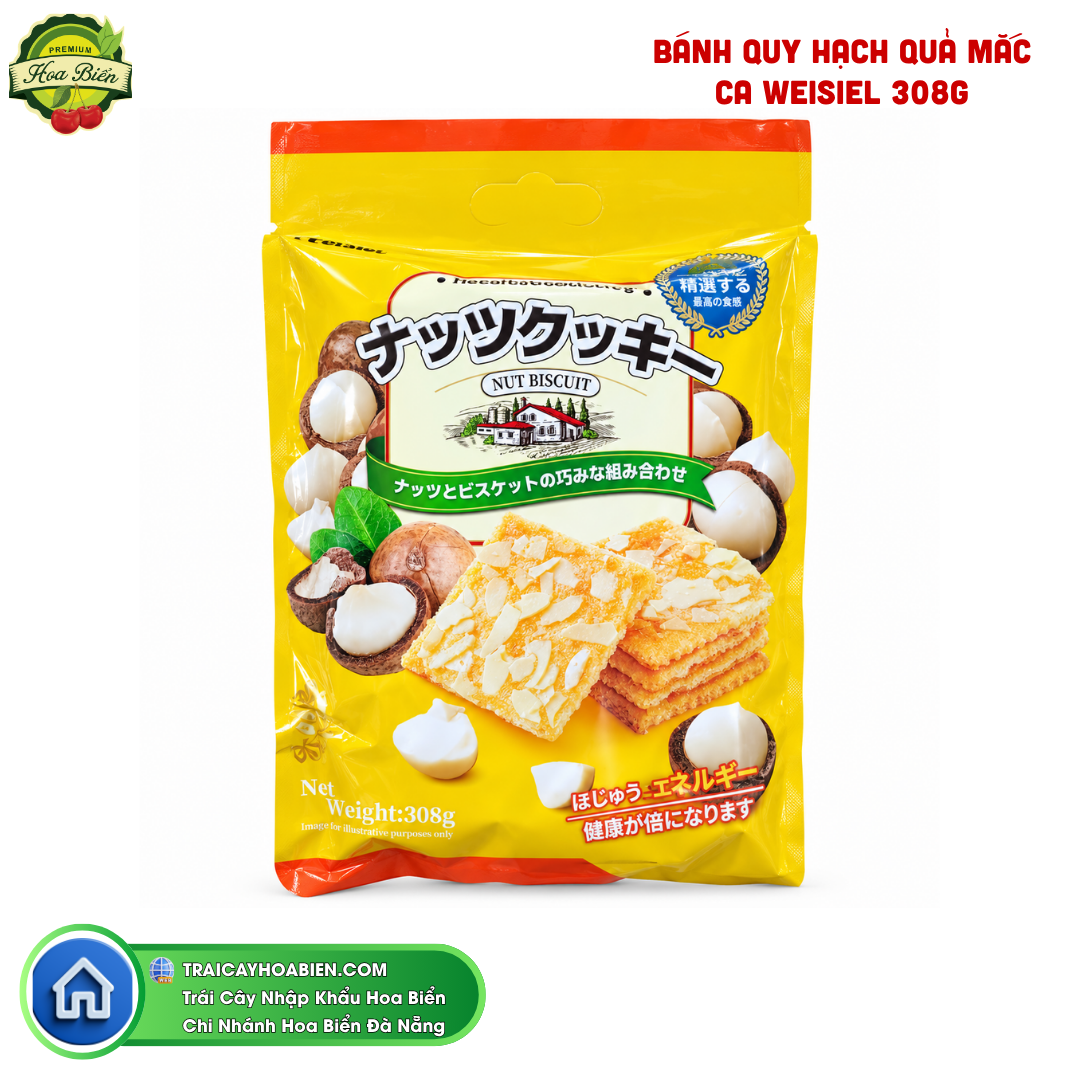 Trái cây Hoa Biển BÁNH QUY HẠCH QUẢ MẮC CA WEISIEL 308G