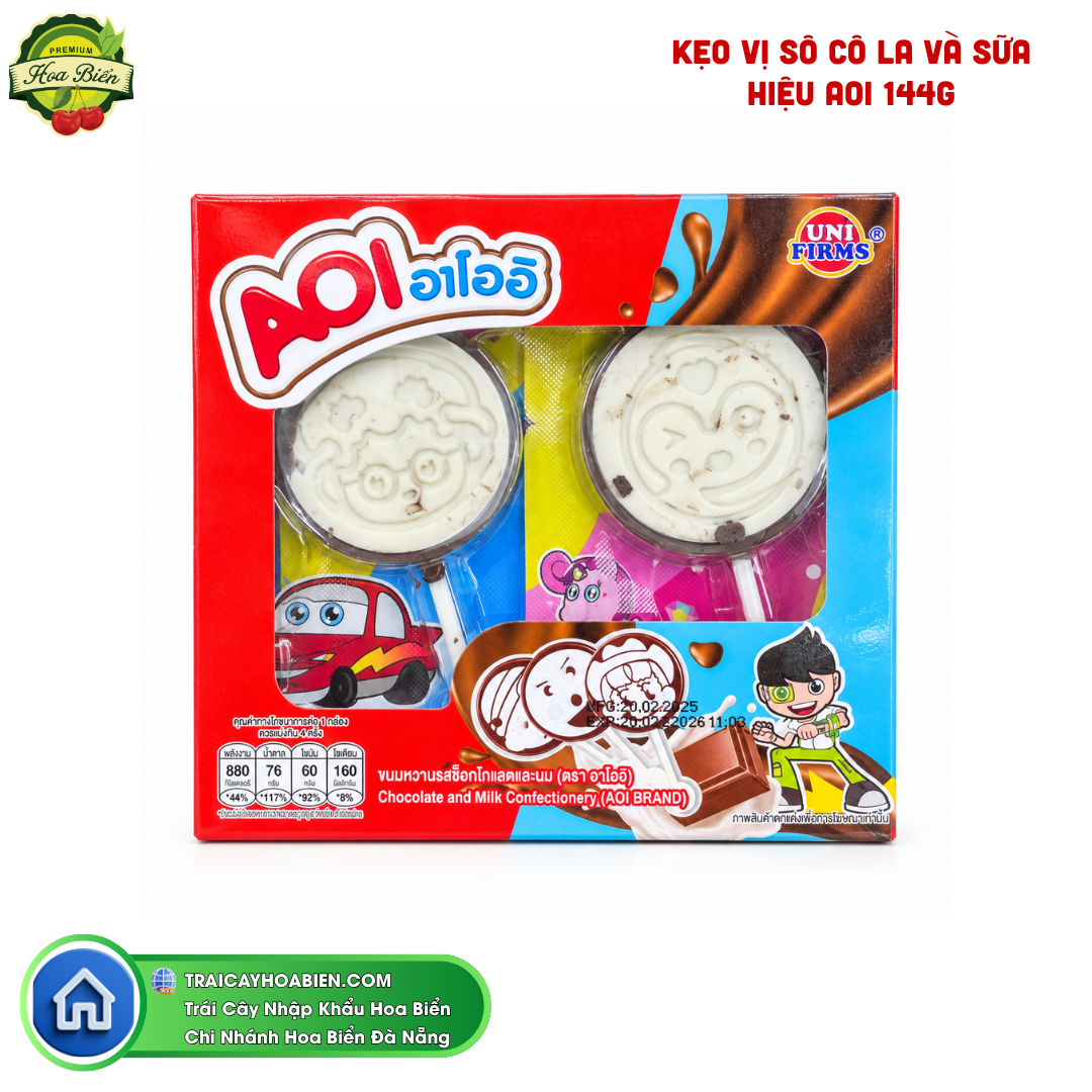 Trái cây Hoa Biển KẸO VỊ SÔ CÔ LA VÀ SỮA HIỆU AOI 144G