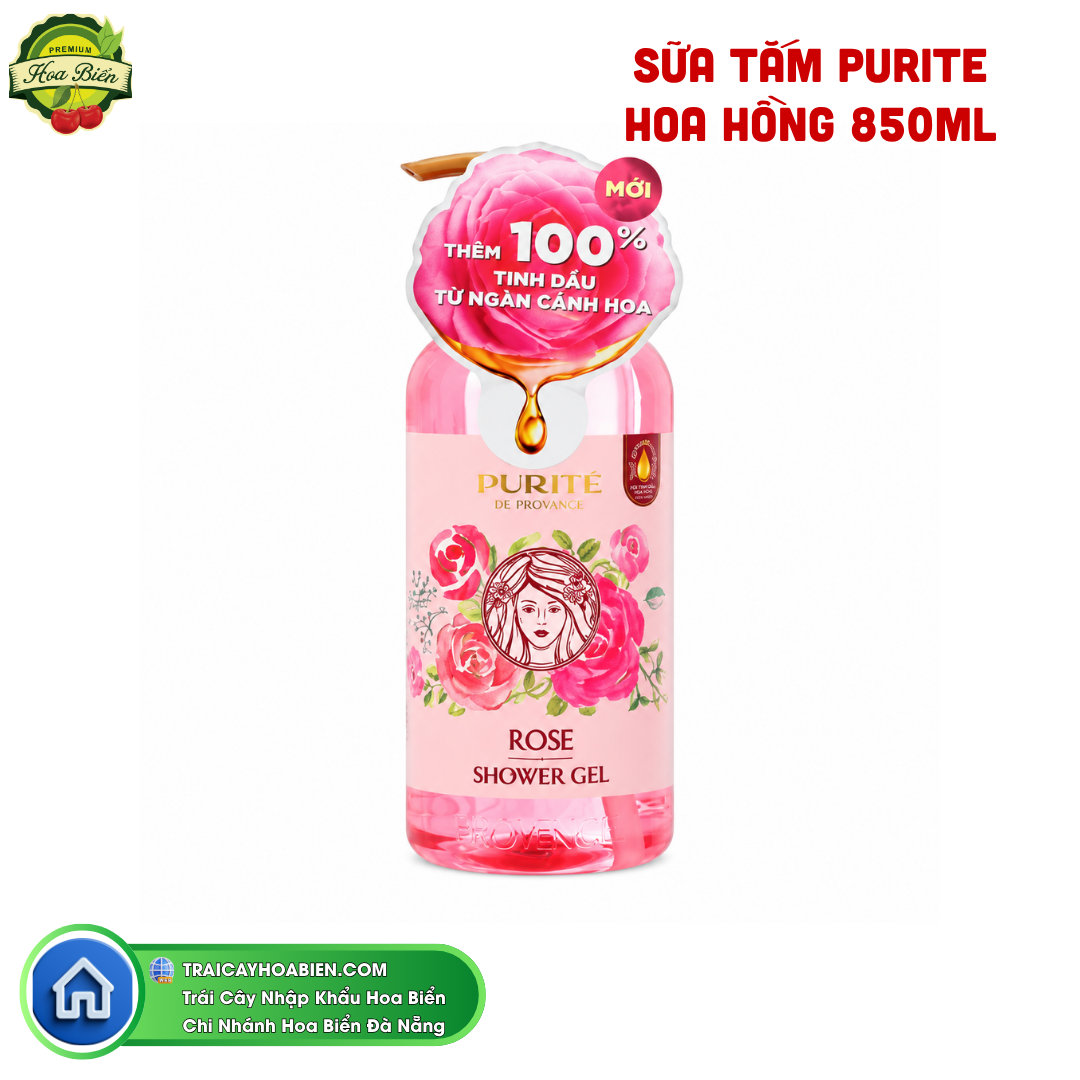 Trái cây Hoa Biển SỮA TẮM PURITE HOA HỒNG 850ML