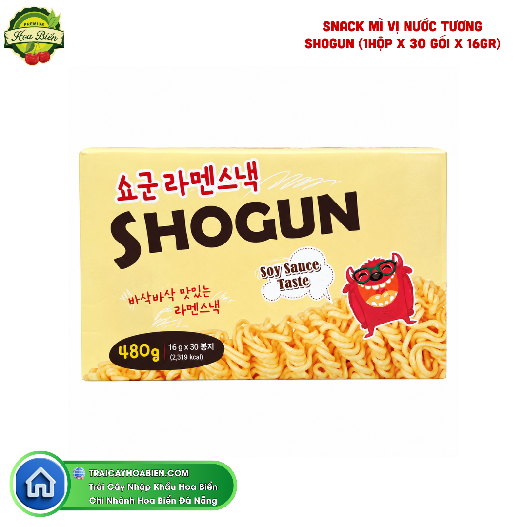 Trái cây Hoa Biển SNACK MÌ VỊ NƯỚC TƯƠNG SHOGUN (1HỘP X 30 GÓI X 16GR)