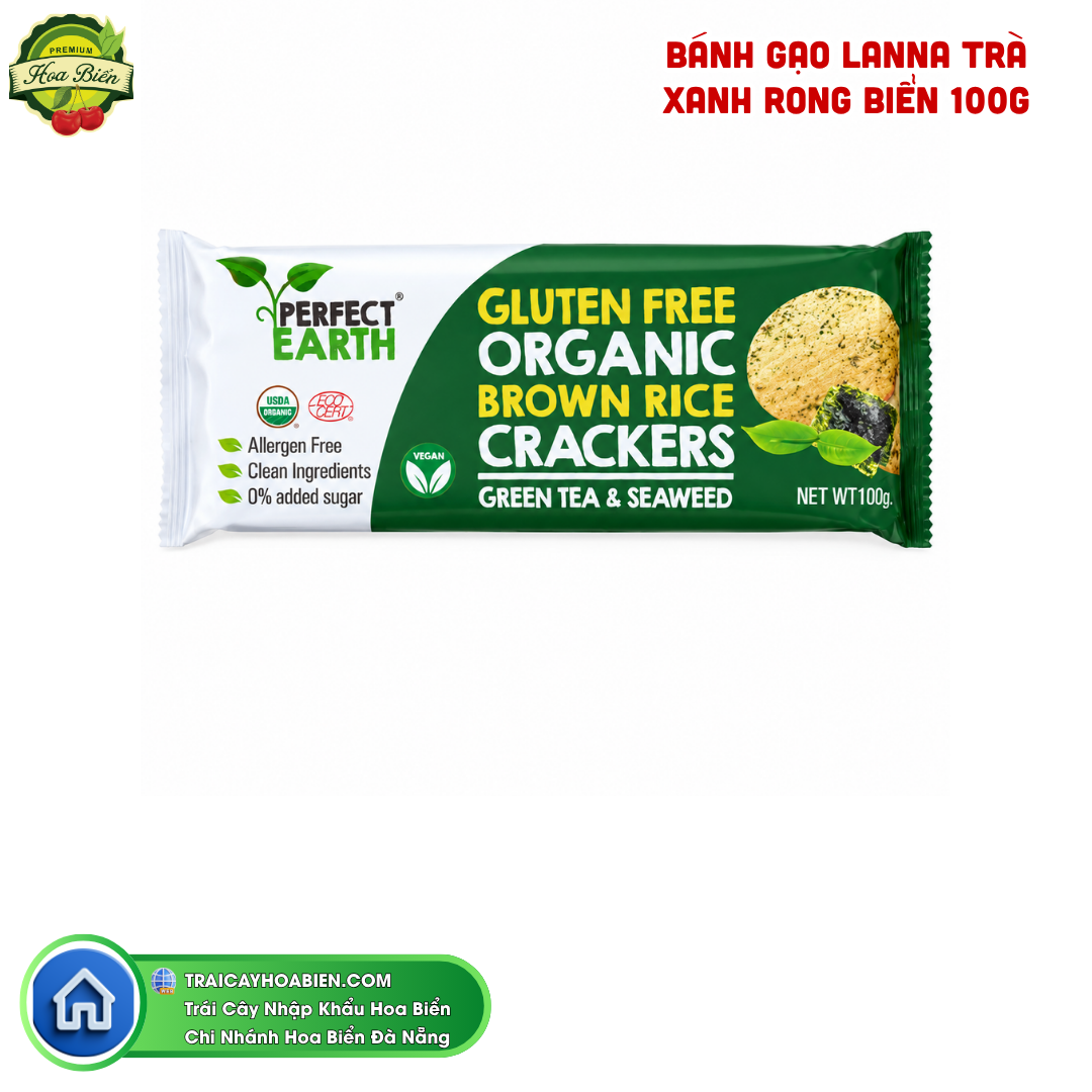 Trái cây Hoa Biển BÁNH GẠO LANNA TRÀ XANH RONG BIỂN 100G
