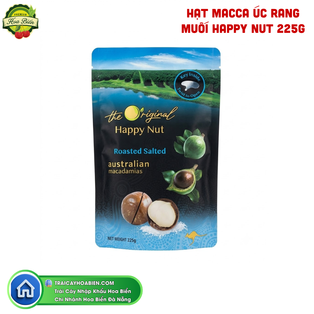 Trái cây Hoa Biển HẠT MACCA ÚC RANG MUỐI HAPPY NUT 225G