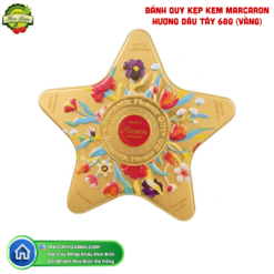 BÁNH QUY KẸP KEM MARCARON HƯƠNG DÂU TÂY 68G (VÀNG)