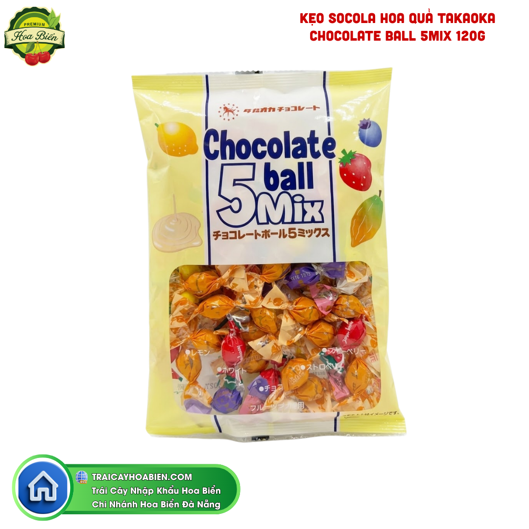 Trái cây Hoa Biển KẸO SOCOLA HOA QUẢ TAKAOKA CHOCOLATE BALL 5MIX 120G