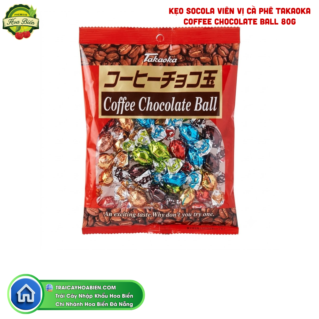 Trái cây Hoa Biển KẸO SOCOLA VIÊN VỊ CÀ PHÊ TAKAOKA COFFEE CHOCOLATE BALL 80G