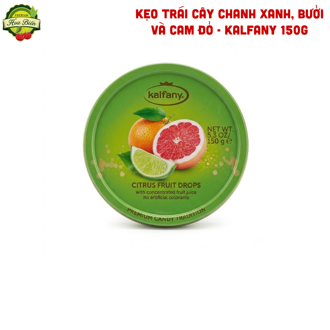 Trái cây Hoa Biển KẸO TRÁI CÂY CHANH XANH, BƯỞI VÀ CAM ĐỎ - KALFANY 150G