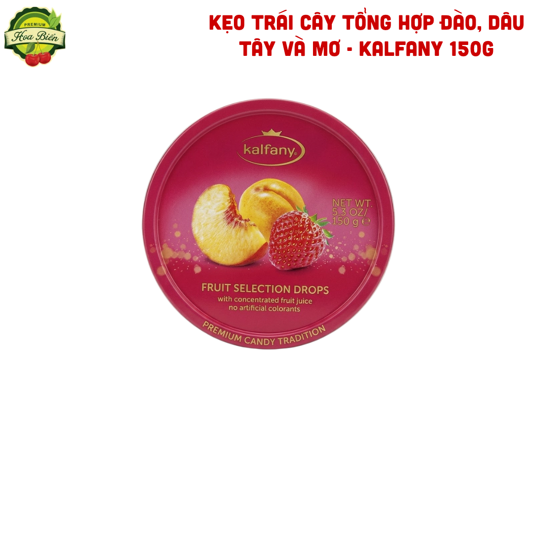 Trái cây Hoa Biển KẸO TRÁI CÂY TỔNG HỢP ĐÀO, DÂU TÂY VÀ MƠ - KALFANY 150G