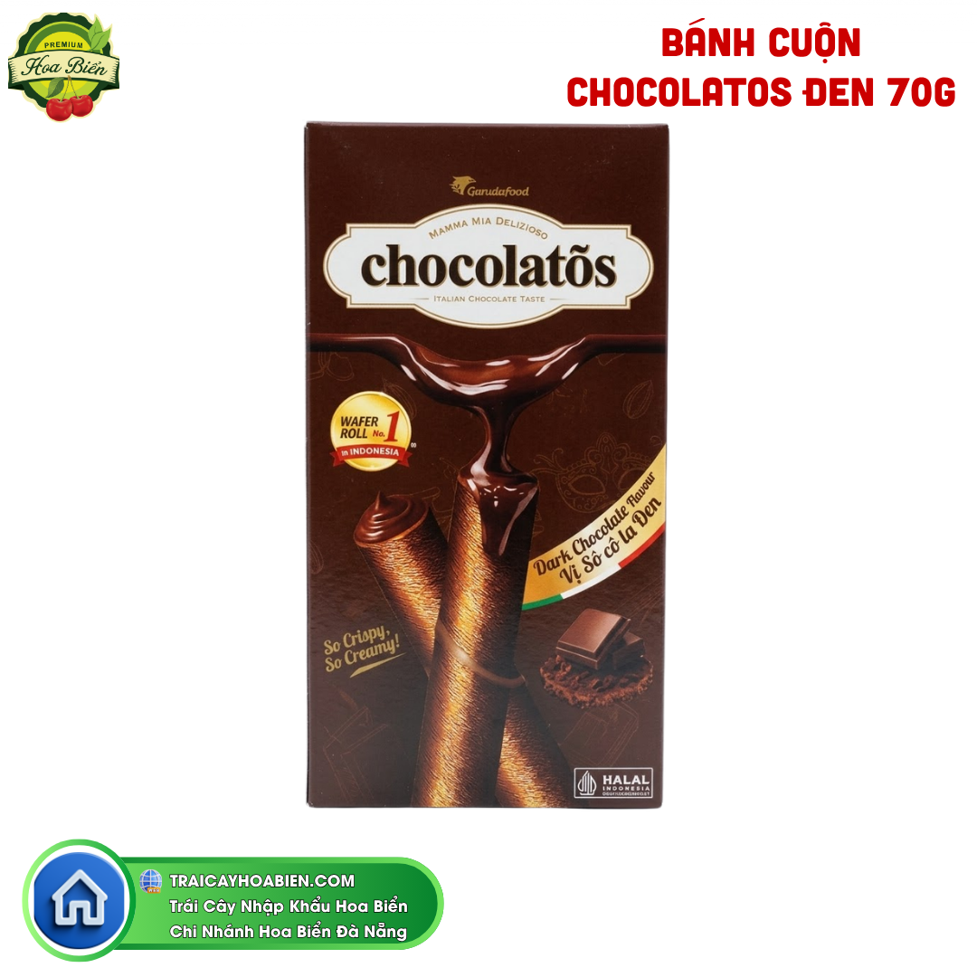 Trái cây Hoa Biển BÁNH CUỘN CHOCOLATOS ĐEN 70G
