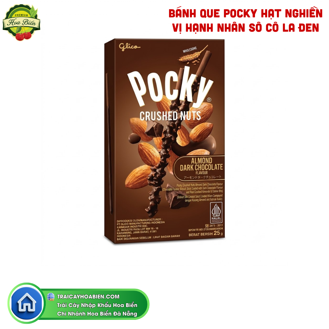 Trái cây Hoa Biển BÁNH QUE POCKY HẠT NGHIỀN VỊ HẠNH NHÂN SÔ CÔ LA ĐEN