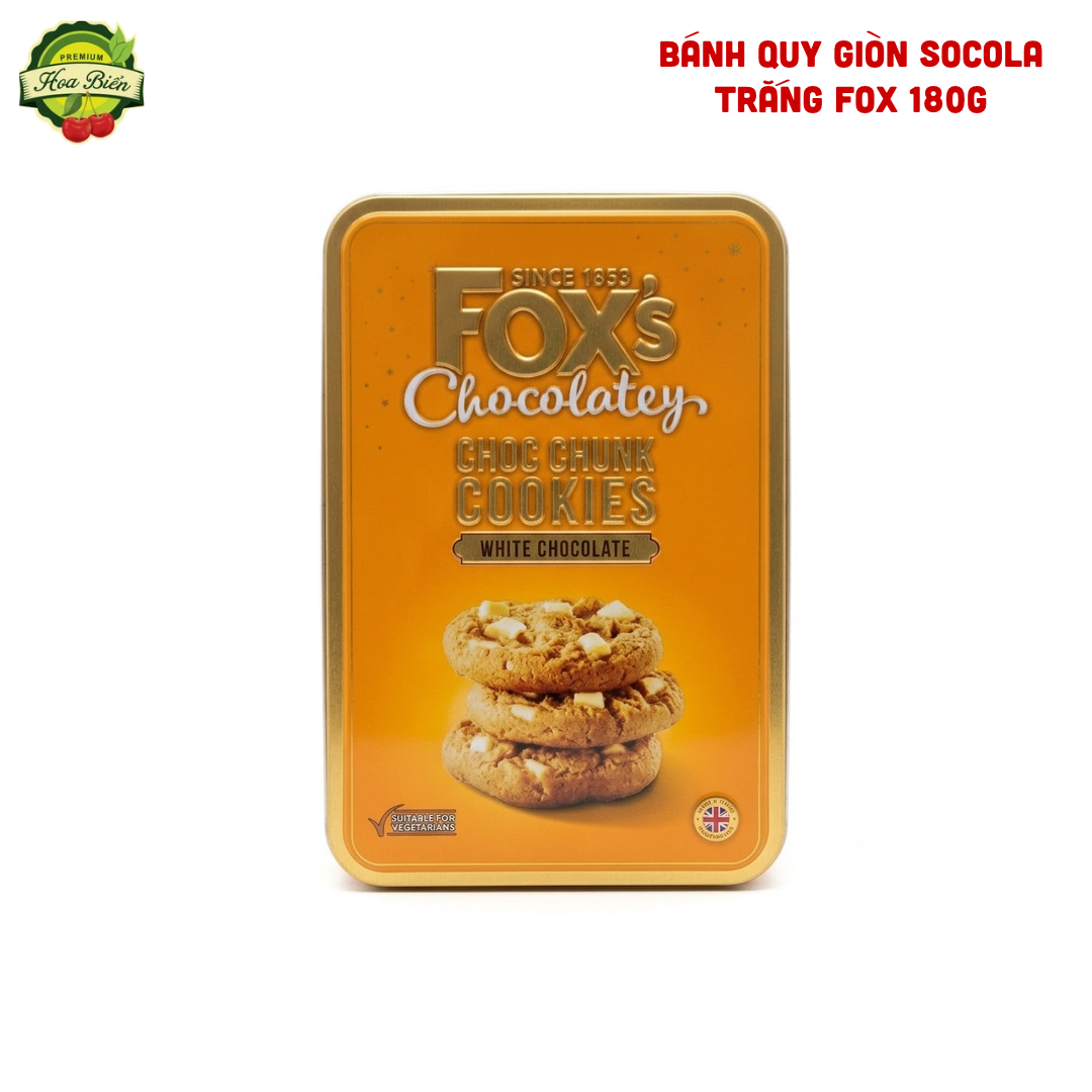 Trái cây Hoa Biển BÁNH QUY GIÒN SOCOLA TRẮNG FOX 180G